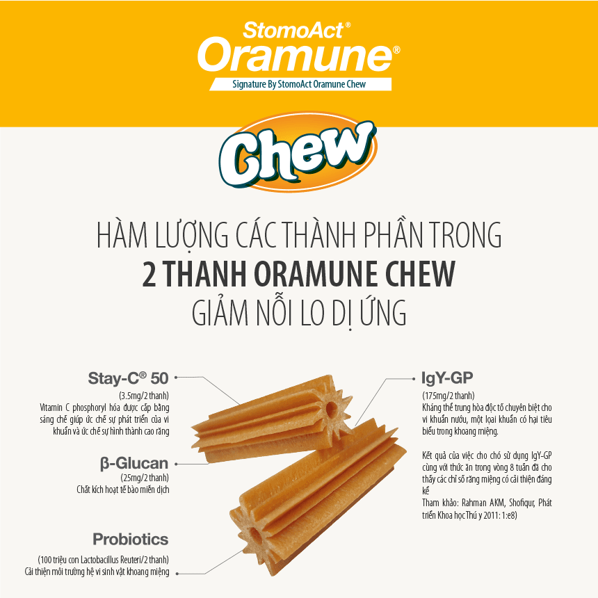 Thức ăn chăm sóc răng miệng chống dị ứng Oramune Chew dạng bánh thưởng cho chó lẻ thanh 12g - Image 12
