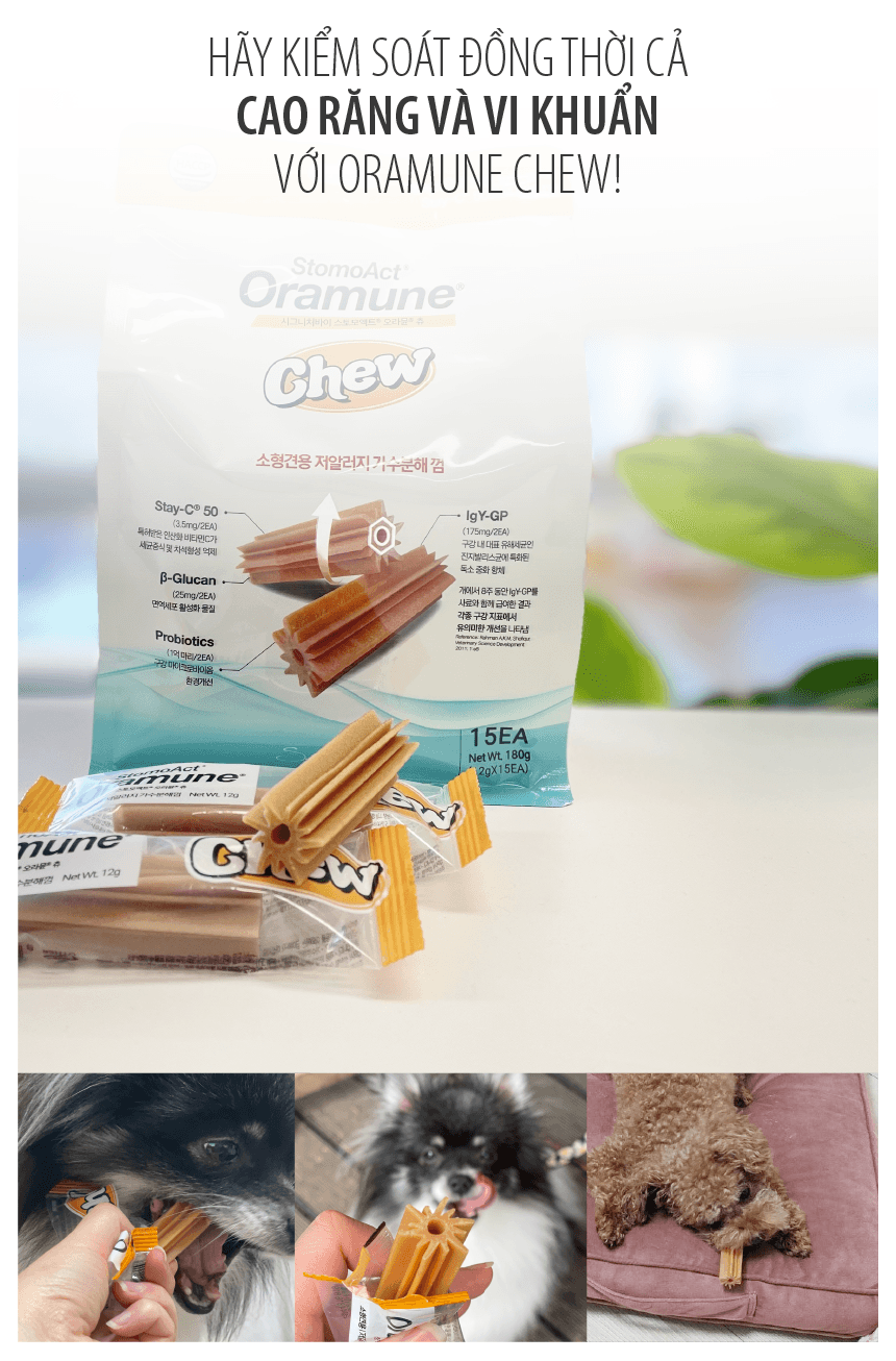 Thức ăn chăm sóc răng miệng chống dị ứng Oramune Chew dạng bánh thưởng cho chó lẻ thanh 12g - Image 17