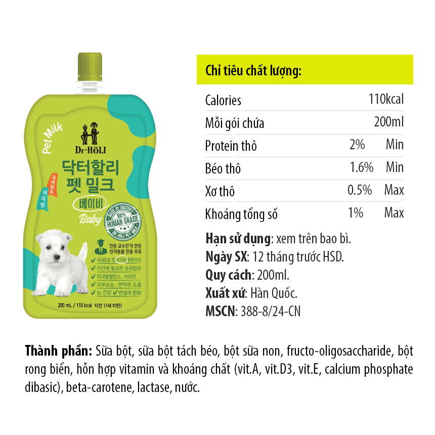 Sữa cho Chó con Dr.Holi Pet Milk Baby 200ml - Image 2
