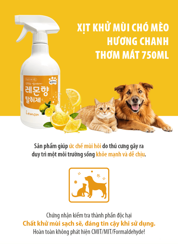 Xịt khử mùi chó mèo hương chanh thơm mát