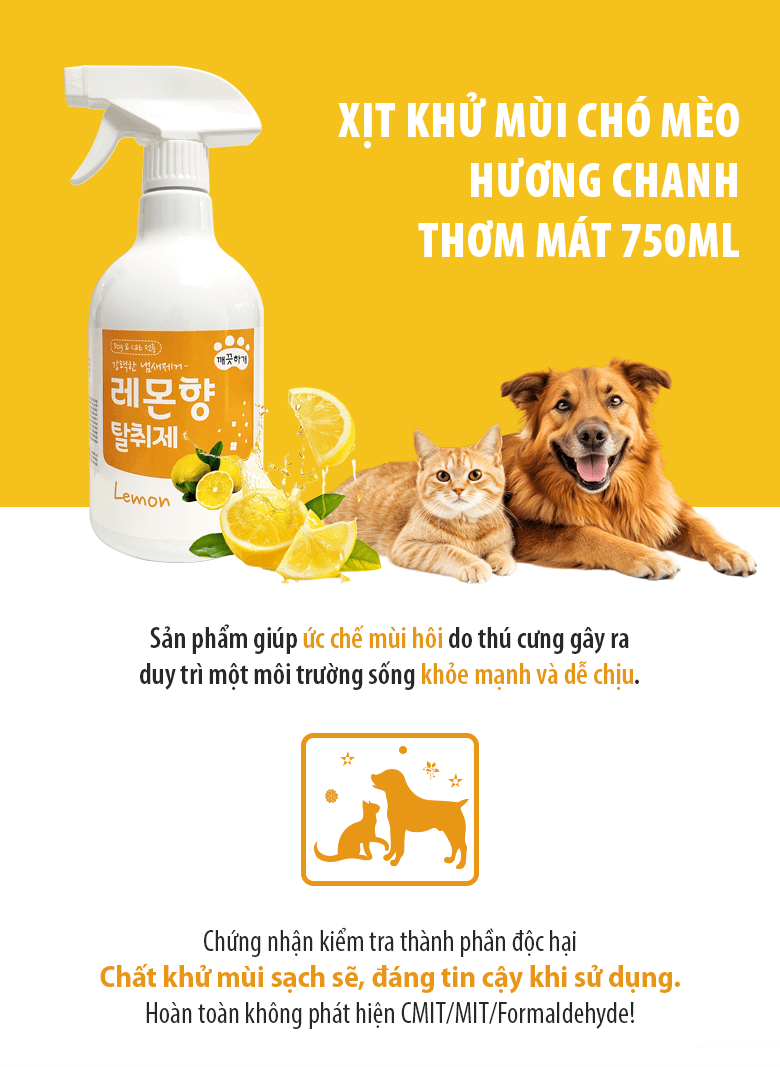 Xịt khử mùi chó mèo hương chanh thơm mát 750ml - Image 6
