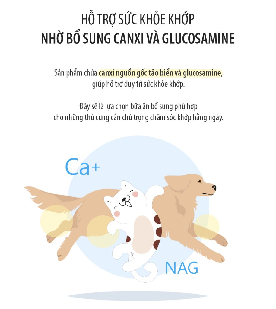Sữa chó mèo bổ xương khớp chứa Canxi từ Tảo biển và glucosamine