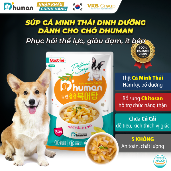 Súp cá minh thái bồi bổ thể lực cho Chó Dhuman 80g