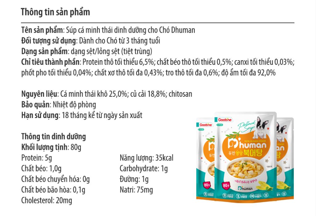 Thành phần dinh dưỡng nổi bật của Súp cá minh thái