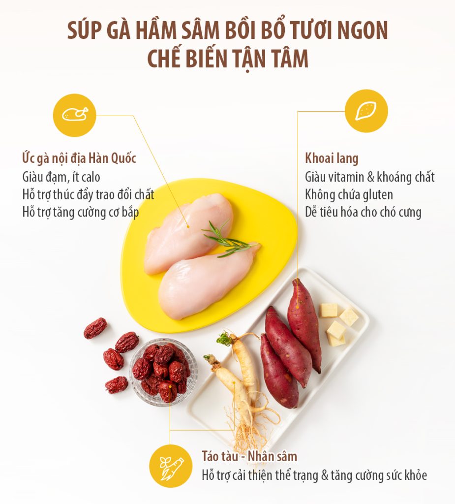 Súp gà hầm sâm bồi bổ thể lực chứa ức gà nội địa hàn quốc