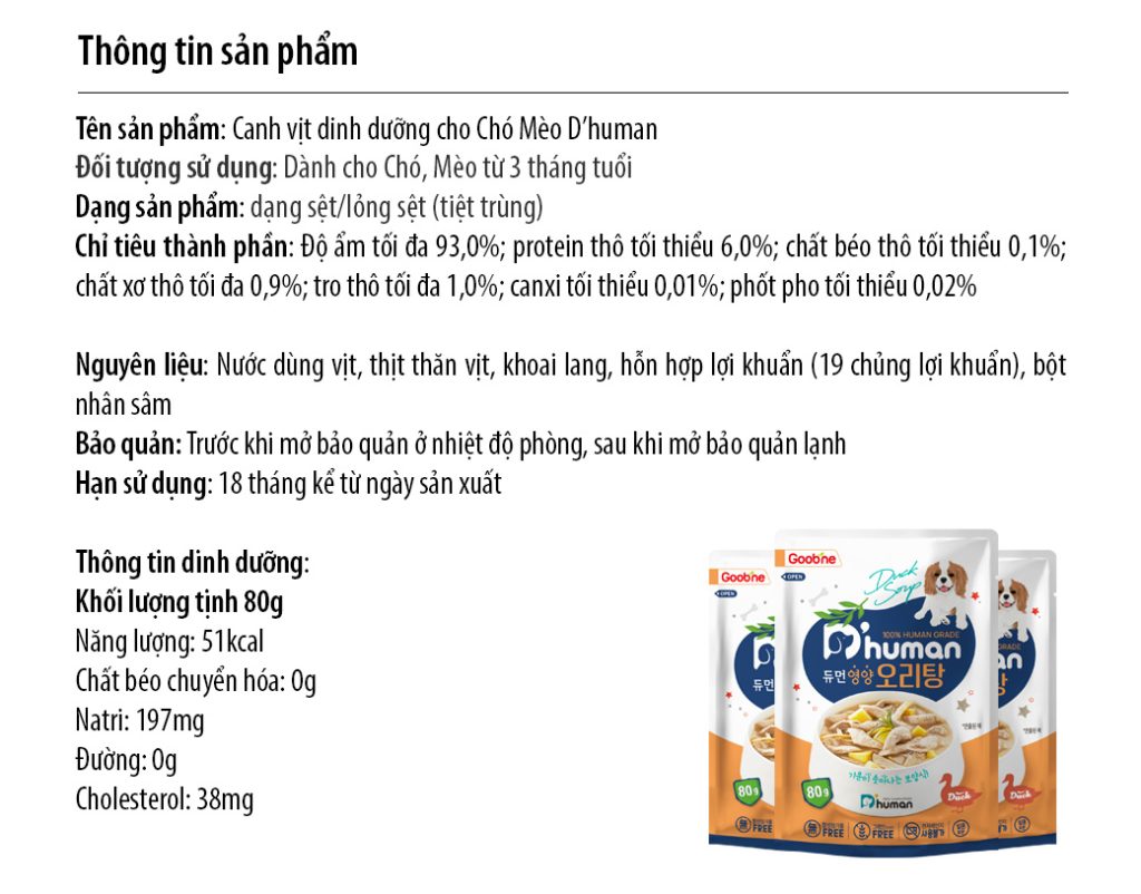 Súp vịt bổ sung 19 loại lợi khuẩn tốt cho chó mèo