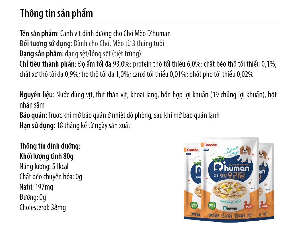 Súp vịt bổ sung 19 loại lợi khuẩn tốt cho chó mèo